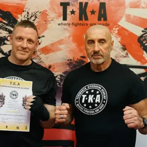 Proud kickboxing student at TKA